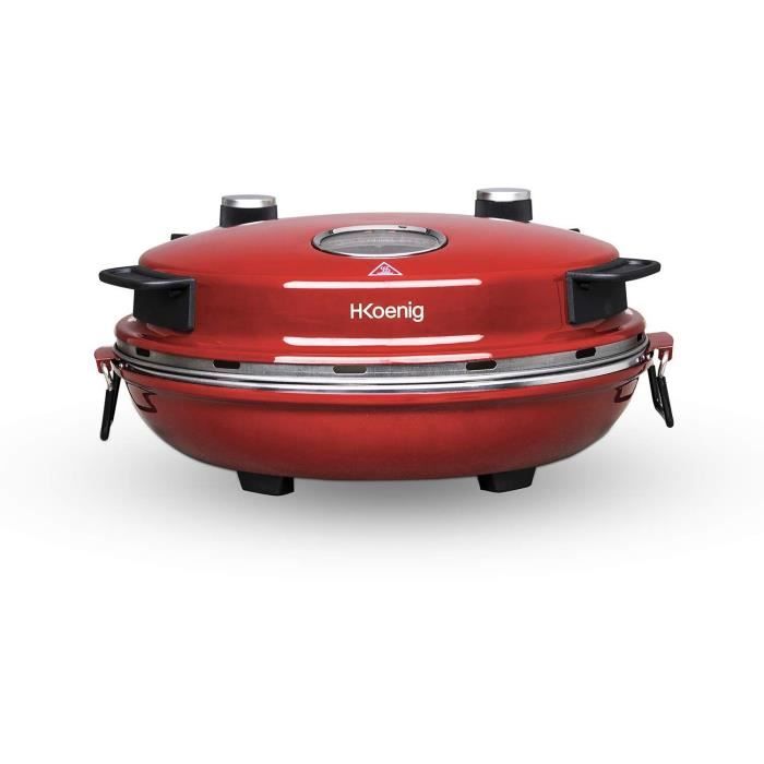 Four a pizza HKoeNIG - NAPL350 - Plaque Cuisson 32cm - Température jusqu'a 350°C - Rouge - 1200 W