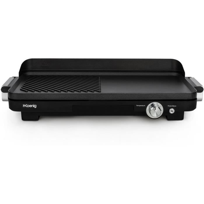 Plancha HKoeNIG - GRX330 - Double Zones 50x25cm - Revetement anti-adhésif - Plaque Amovible - 1800W