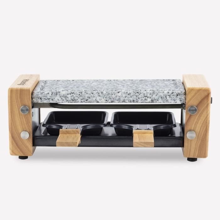 Appareil a raclette HKoeNIG - WOD2 - Jusqu'a 2 personnes - Pierre a cuire - Design Bois - 350W