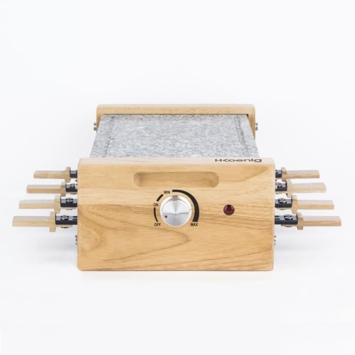 Raclette et pierre a cuire HKoeNIG - WOD8 - 8 personnes - 1200W - Design bois