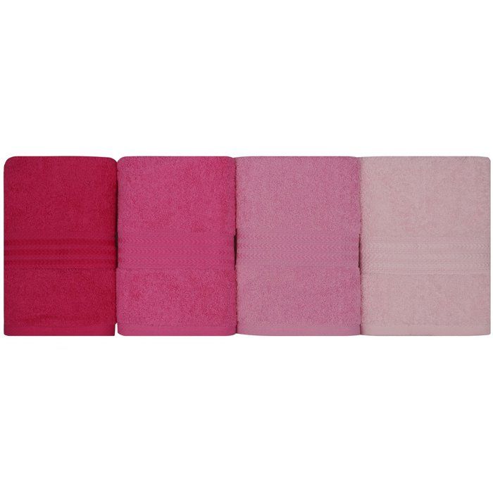 Ensemble de 4 serviettes a main - 50 x 90 cm - Rose