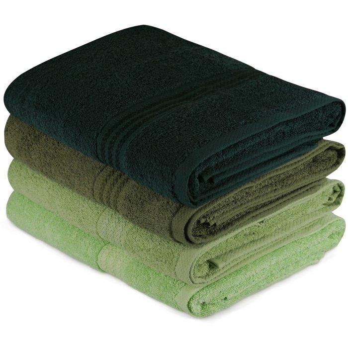 Ensemble de 4 serviettes de bain - 70 x 140 cm - Vert