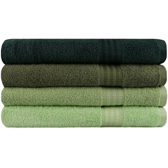 Ensemble de 4 serviettes de bain - 70 x 140 cm - Vert