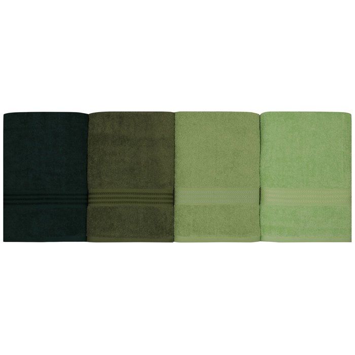 Ensemble de 4 serviettes de bain - 70 x 140 cm - Vert