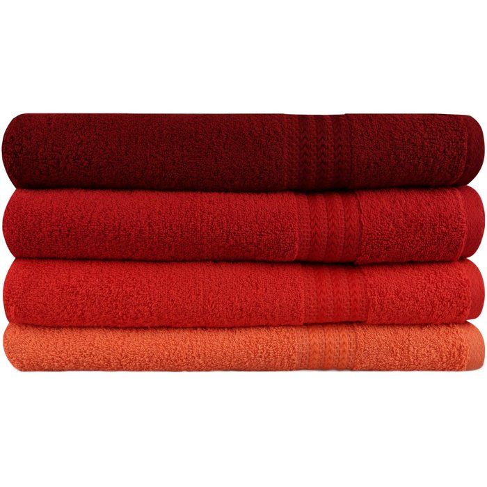 Ensemble de 4 serviettes de bain - 70 x 140 cm - Orange