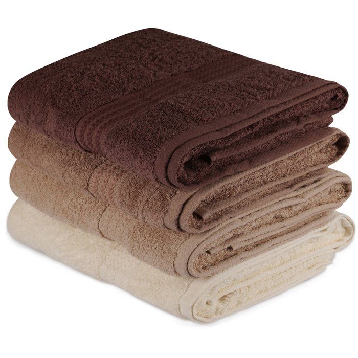 Ensemble de 4 serviettes de bain - 70 x 140 cm - Creme