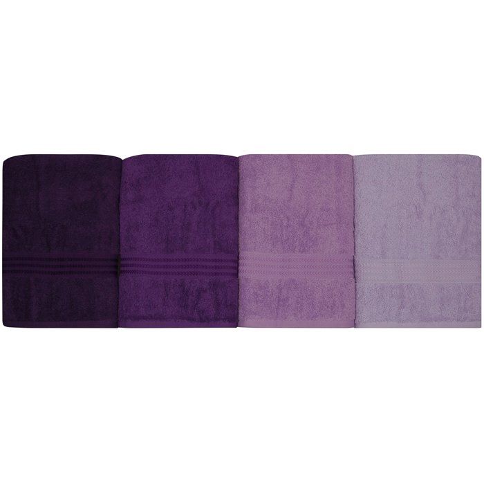 Ensemble de 4 serviettes de bain - 70 x 140 cm - Violet