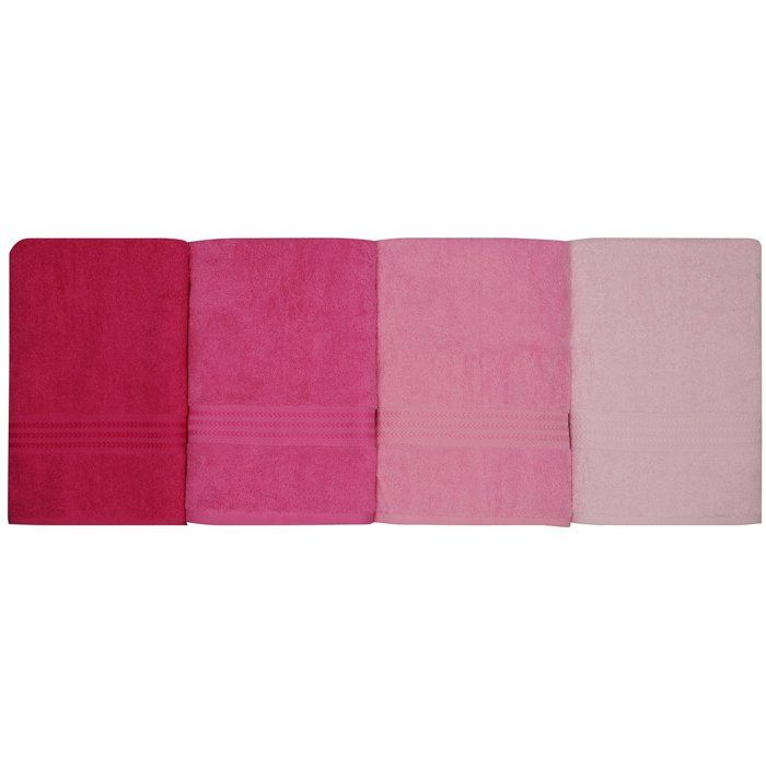 Ensemble de 4 serviettes de bain - 70 x 140 cm - Rose