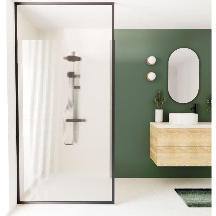 Paroi fixe - HOME GENERATION - Only noir rainure - 120 x 210-265 cm