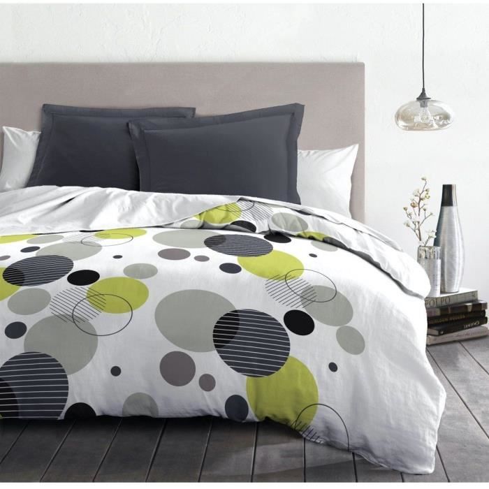 Parure de lit microfibre - HOME LINGE PASSION - BULLES DE REVE - Housse 240 x 260 cm + 2 taies d'oreiller 63 x 63 cm - Gris