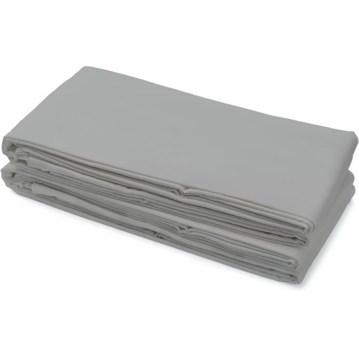 Drap plat - HOME LINGE PASSION - Microfibre 82 g - 180 x 290 cm - 1 personne - Gris clair