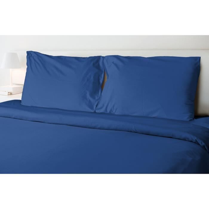 Drap plat - HOME LINGE PASSION - Microfibre 82 g - 180 x 290 cm - 1 personne - Bleu