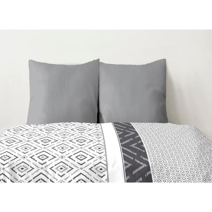 Lot de 2 taies d'oreiller - HOME LINGE PASSION - 50 x 70 cm - Gris clair