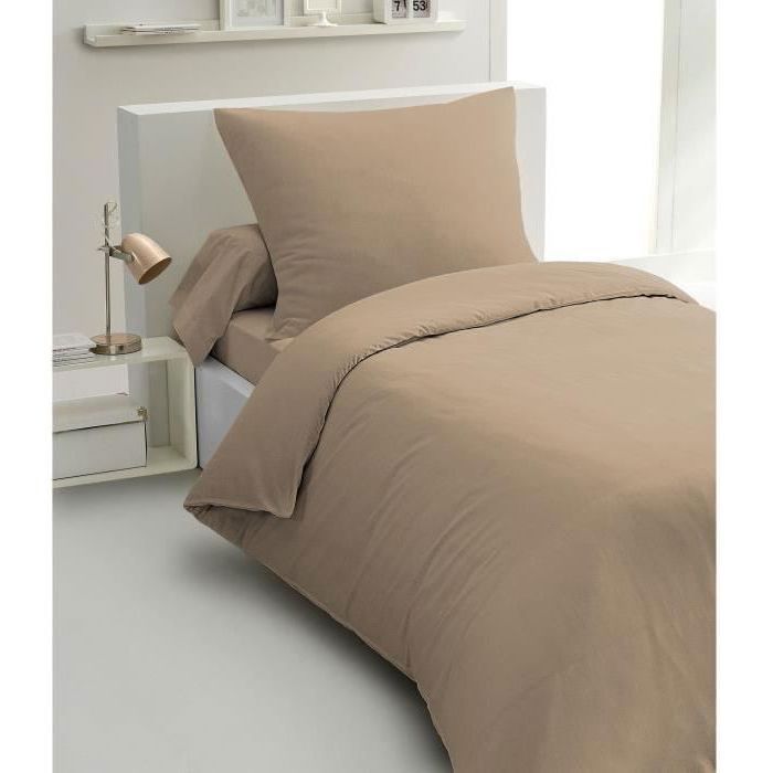 Parure de couette 2 pieces - HOME LINGE PASSION - HP72071 - Microfibre 82 g - 140 x 200 cm - Beige