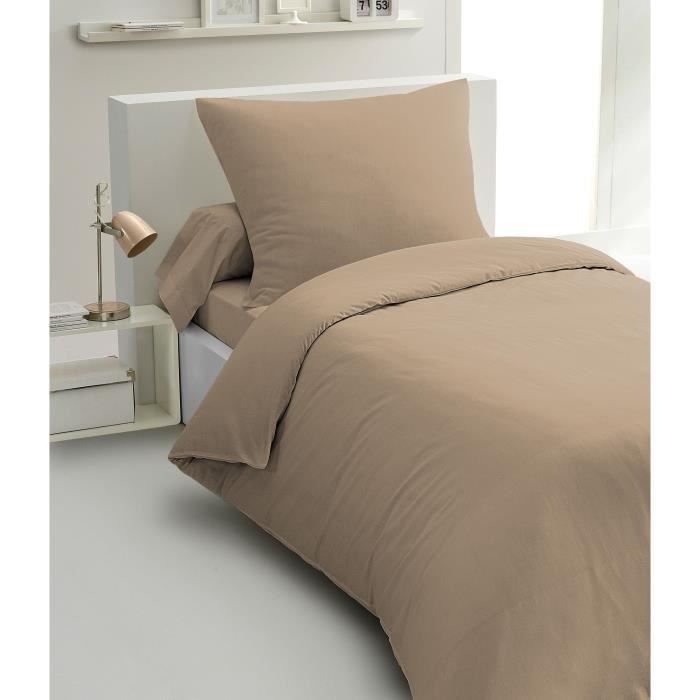 Parure de couette 2 pieces - HOME LINGE PASSION - HP72071 - Microfibre 82 g - 140 x 200 cm - Beige