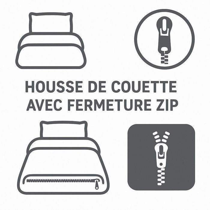 Parure de couette 3 pieces - HOME LINGE PASSION - HP72075 - Microfibre 82 g - 240 x 260 cm - Gris anthracite