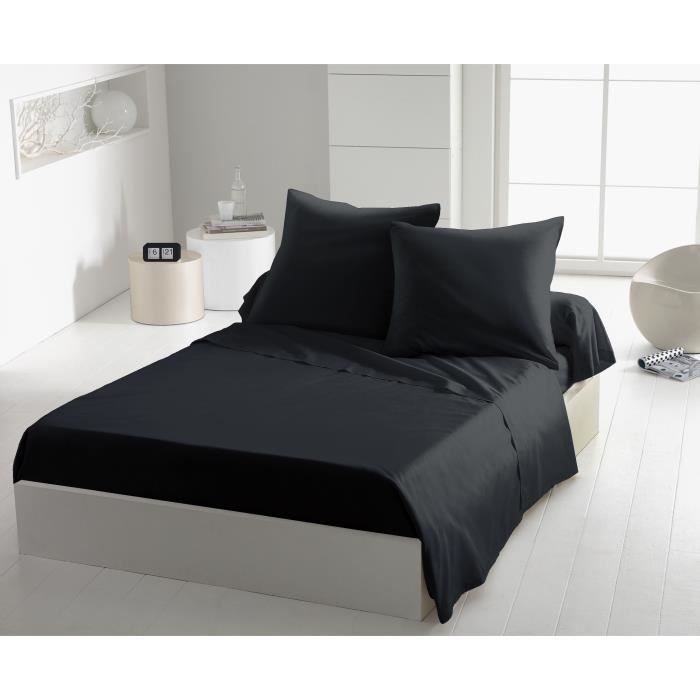 Lot de 2 taies d'oreiller - HOME LINGE PASSION - HP72082 - Microfibre 82 g - 63 x 63 cm - Noir