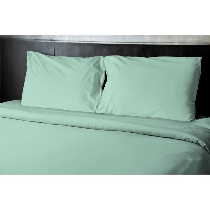 Lot de 2 taies d'oreiller - HOME LINGE PASSION - HP72083 - Microfibre 82 g - 50 x 70 cm - Vert d'eau