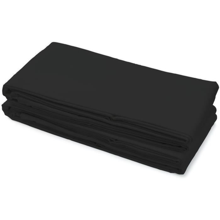 Drap plat - HOME LINGE PASSION - HP72093 - Microfibre 82 g - 240 x 300 cm - Noir