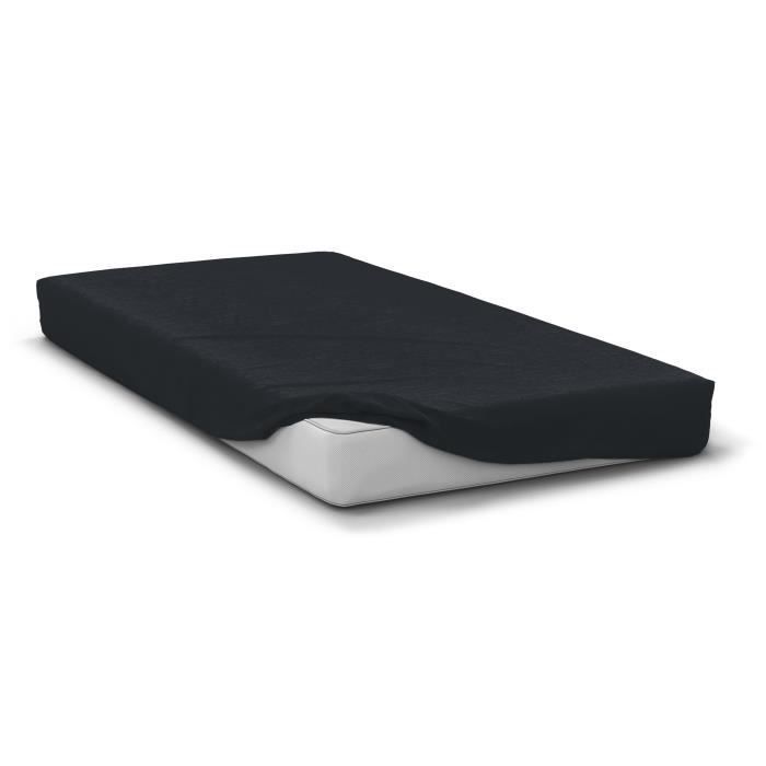 Drap housse - HOME LINGE PASSION - HP72108 - Microfibre 82 g - 90 x 190 cm - Bonnet 30 cm - Noir