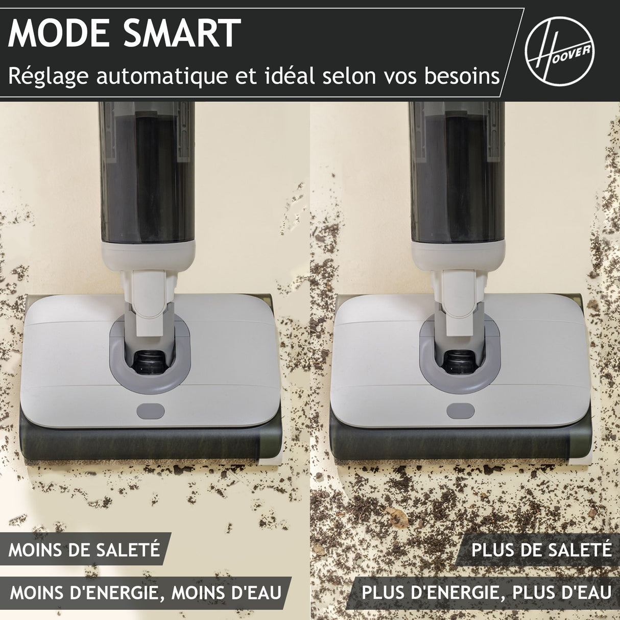 HOOVER HW500 - Aspirateur Balai Laveur sans Fil Eau et Poussiere - Double Rouleau - Moteur Haute Performance 230W