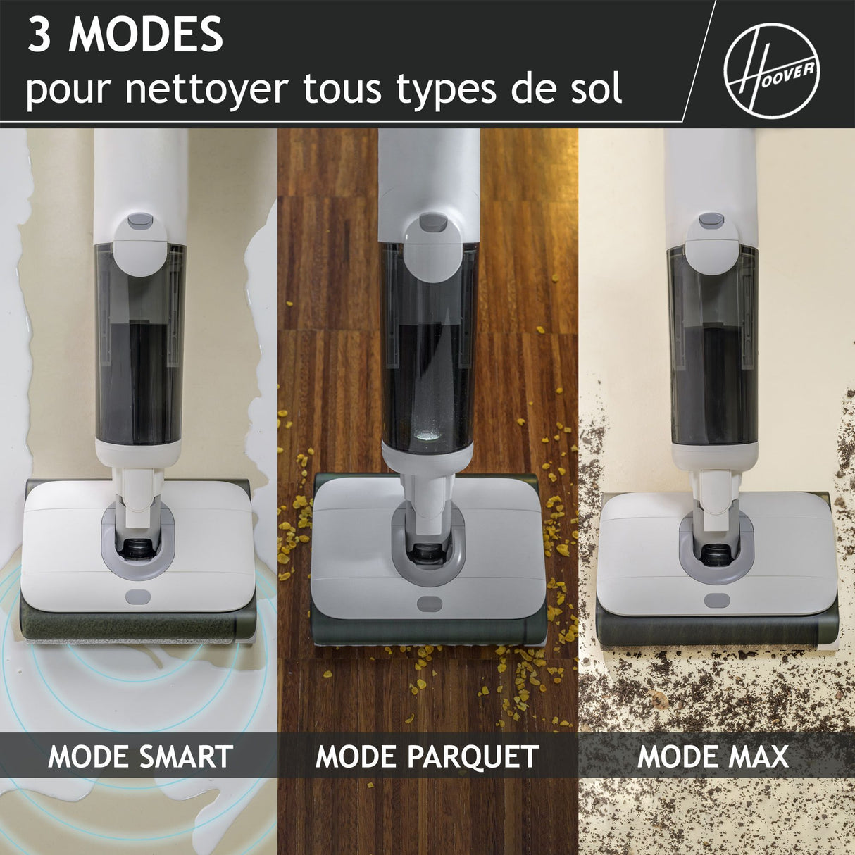 HOOVER HW500 - Aspirateur Balai Laveur sans Fil Eau et Poussiere - Double Rouleau - Moteur Haute Performance 230W