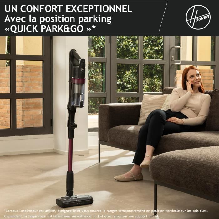 Hoover HF1 Plus Aspirateur Balai sans Fil avec Tube Flexible HF1P10HX - Léger & Puissant avec Turbo Mode - Brosse Anti-Twist LED