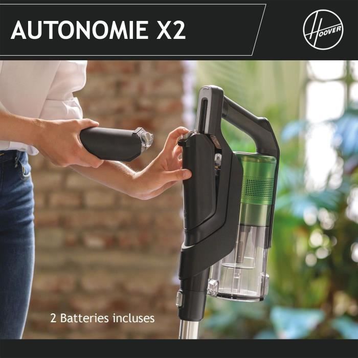 Aspirateur Balai sans fil - HOOVER HF920P - 65 AW - 86 dBA - Ecran LED - Vert / Gris