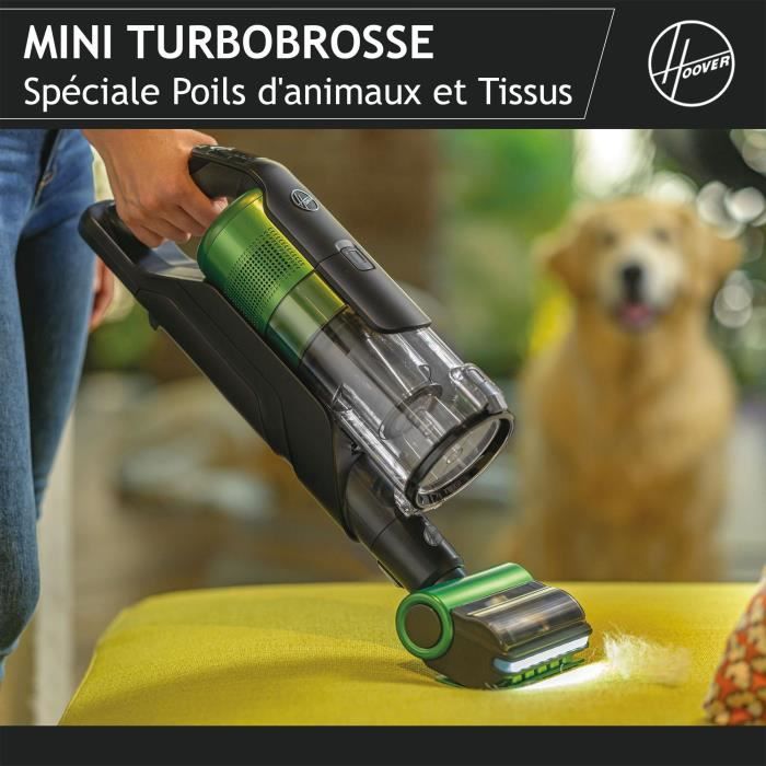 Aspirateur Balai sans fil - HOOVER HF920P - 65 AW - 86 dBA - Ecran LED - Vert / Gris