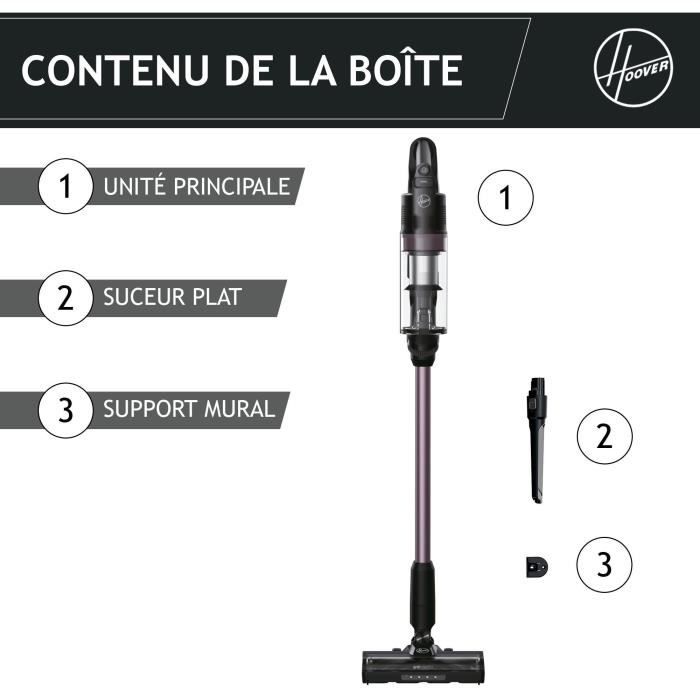 Aspirateur Balai sans fil - HOOVER HF1P10H - 40 AW - Ecran LED - Noir / Pastel violet