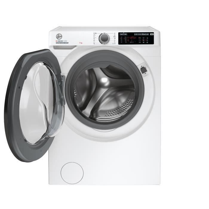 Lave-linge hublot HOOVER H-WASH 500 HW4 37XMBB/1-S - 7 kg - Induction - 1300 trs/min - Classe A - ConnectÈ - Blanc