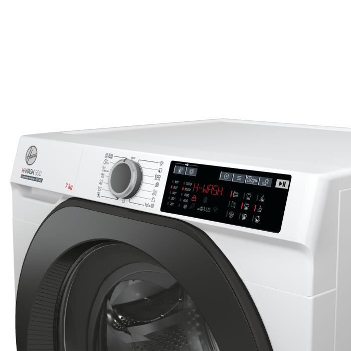 Lave-linge hublot HOOVER H-WASH 500 HW4 37XMBB/1-S - 7 kg - Induction - 1300 trs/min - Classe A - ConnectÈ - Blanc