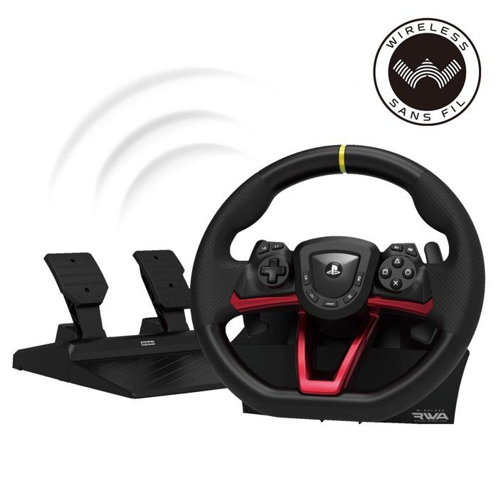 Volant de course - HORI - Apex - Sans fil - Compatible PS5/PS4/PC - Noir et rouge