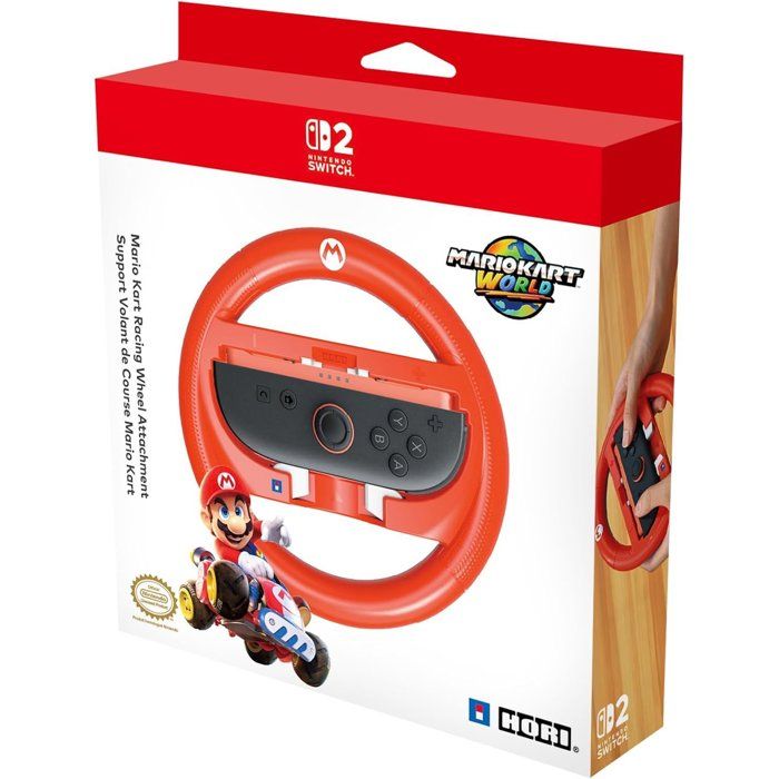 Volant de course - Nintendo Switch 2 - Hori - Mario Kart World Joy-Con - Motif Mario - Rouge
