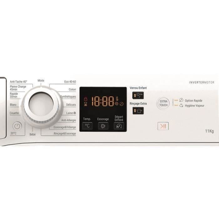 Lave-linge hublot HOTPOINT NS11469FWKFR - 11 kg - Induction - L60cm - 1400 trs/min - Classe A - Blanc