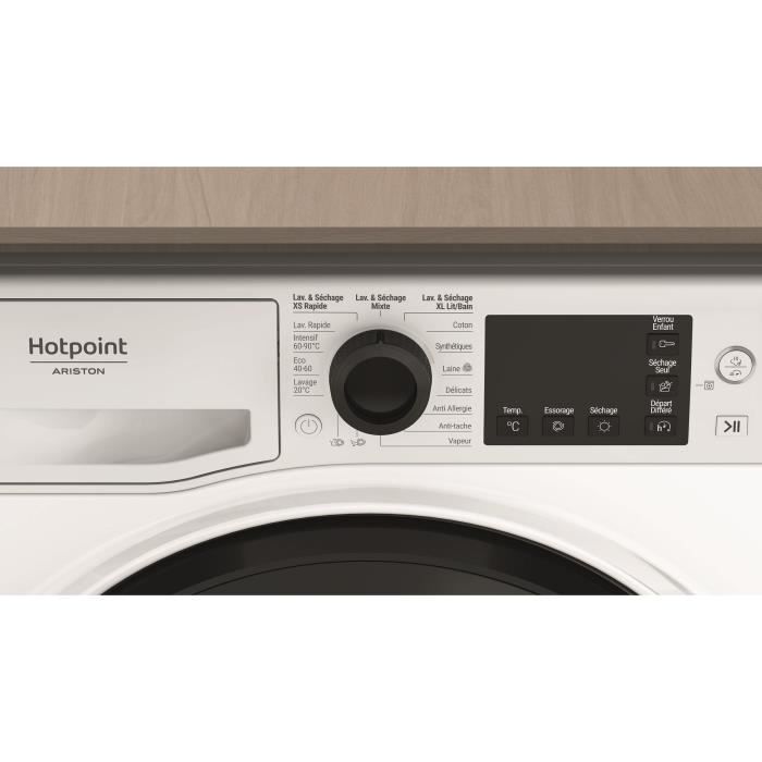 Lave-linge séchant HOTPOINT NDB8635KFR - 8 / 6 kg - Induction - L60cm - 1400 trs/min - Blanc