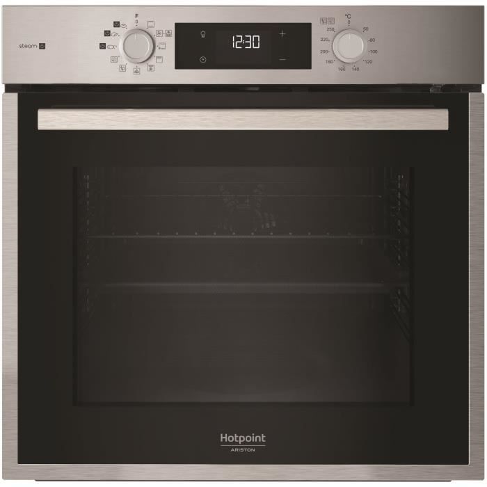 Four encastrable - Pyrolyse hydrolyse - Chaleur pulsée - HOTPOINT - HAO854PSX - Inox - 71 L - A++ - Fonction vapeur