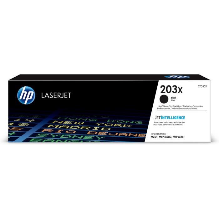 Cartouche de toner noir HP 203X grande capacitÈ pour HP Color LaserJet Pro M254/M280/M281