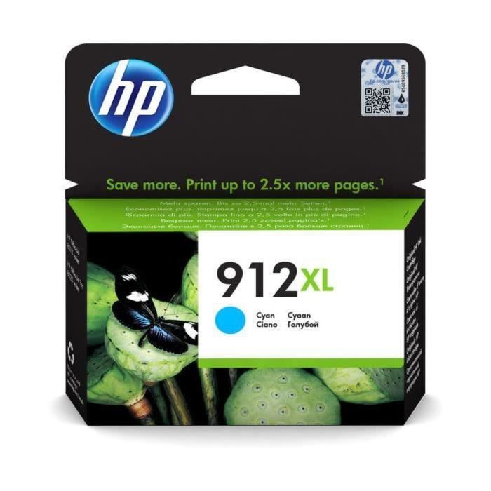 HP 912XL Cartouche d'encre cyan grande capacitÈ authentique (3YL81AE) pour HP OfficeJet 8010 series/ OfficeJet Pro 8020 series