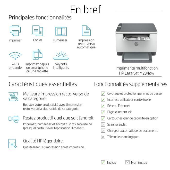 Imprimante multifonction HP Laserjet M234dw laser noir et blanc