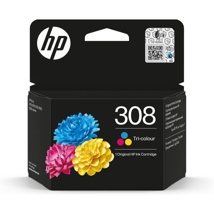 Cartouche d'encre HP 308 authentique tricolore (7FP20UE) pour HP Envy 6110, 6120, 6130, 6520, 6530