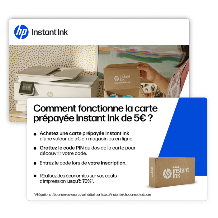 Carte prépayée Instant Ink HP - Abonnement livraison cartouches originales HP