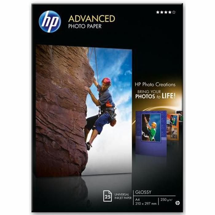 Papier photo HP Advanced a finition brillante - 25 feuilles/A4/210 x 297 mm (Q5456A)