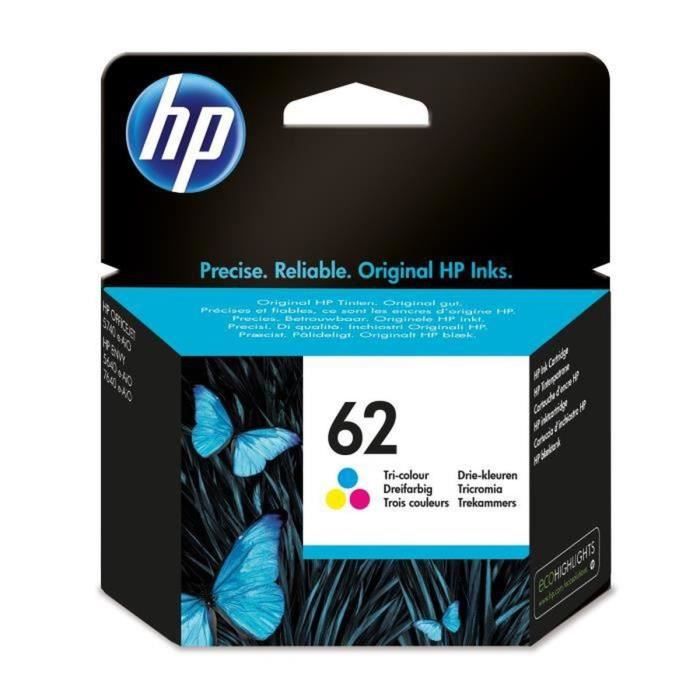 HP 62 Cartouche d'encre trois couleurs authentique (C2P06AE) pour Officejet Mobile 250, Envy 5540/5640/7640, Officejet 5740 e-AiO