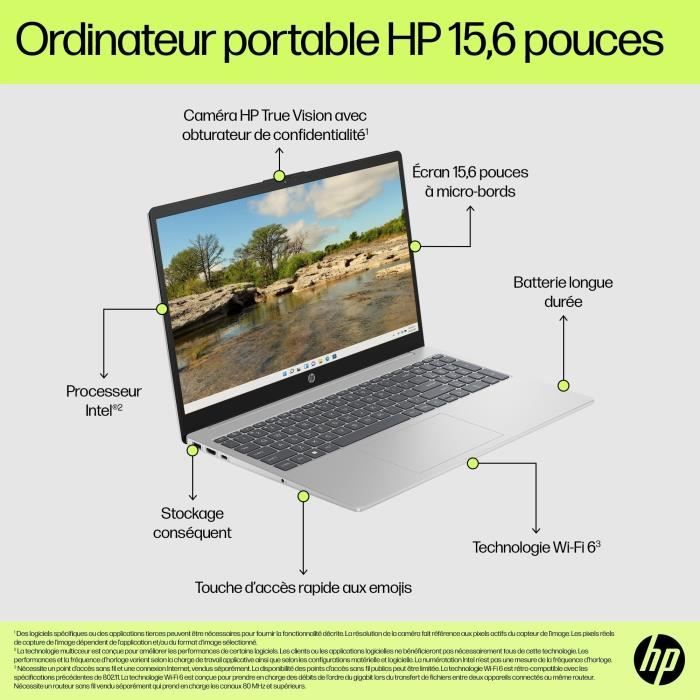 PC Portable HP 15-fd0142nf - Windows 11 - 15,6 FHD IPS - Core i5-1334U - RAM 16Go - Stockage 512Go SSD - AZERTY
