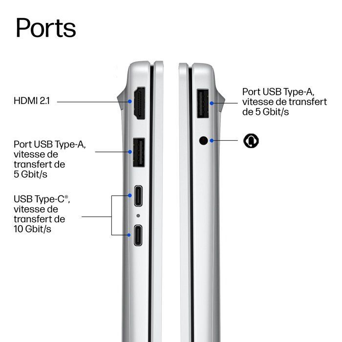 PC Portable HP OmniBook 3 16-bw0008nfx - Sans Windows - 16 2K IPS - Ryzen 5 230 - RAM 8Go - Stockage 512Go SSD - AZERTY
