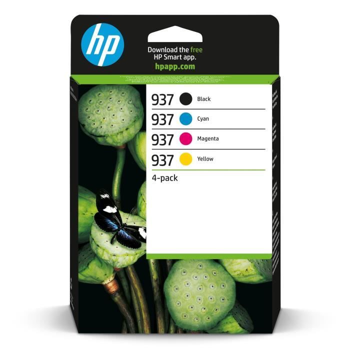 HP 937 Cartouche Encre Authentique Pack de 4 noir, cyan, magenta, jaune