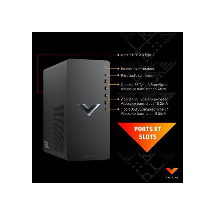 PC Gamer HP Victus 15L TG02-0075nf - Windows 11 - RTX 4060 8Go - Core i5-12400F - RAM 16Go - Stockage 512 Go SSD