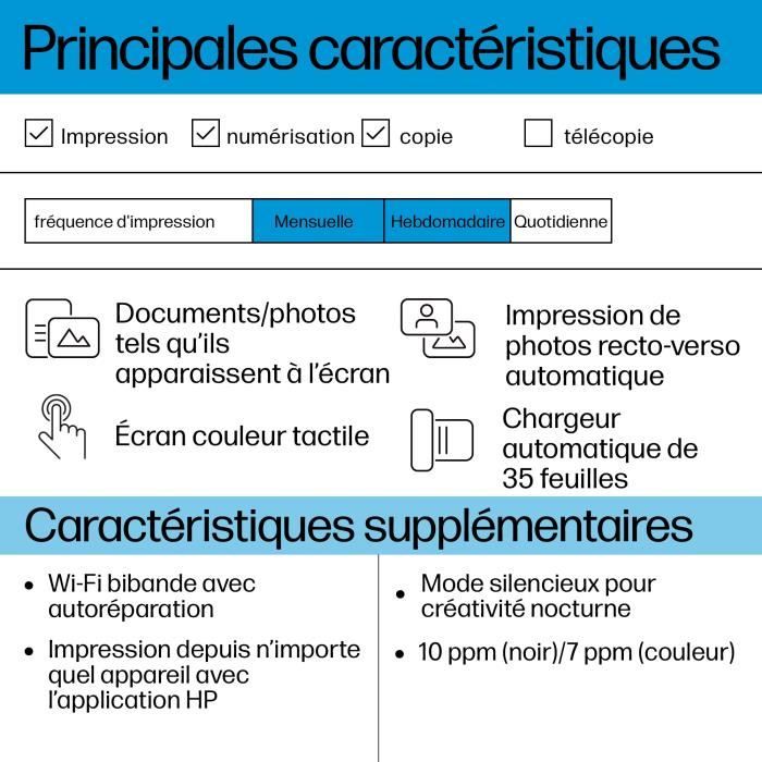 Imprimante tout-en-un HP Envy 6530e Jet d'encre couleur - Copie Scan - 3 mois d'Instant ink inclus avec HP+