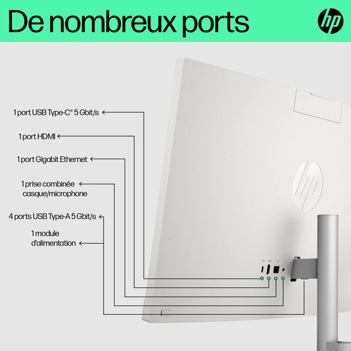 PC Tout-en-un HP 24-cr0091nf - Windows 11 - 23,8 FHD IPS - Athlon Silver 7120U - RAM 8Go - 512Go SSD - Clavier et souris filaires